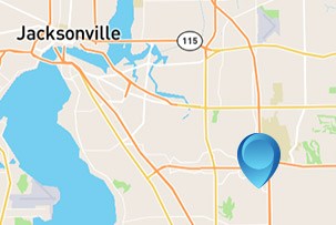 Map drop pin near Jacksonville Florida