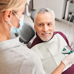 A man getting dental impressions for dentures