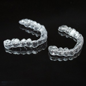 A set of clear aligners used as part of the Invisalign treatment process