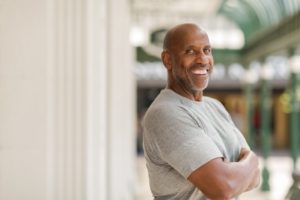 Confident, smiling man with dentures in Jacksonville